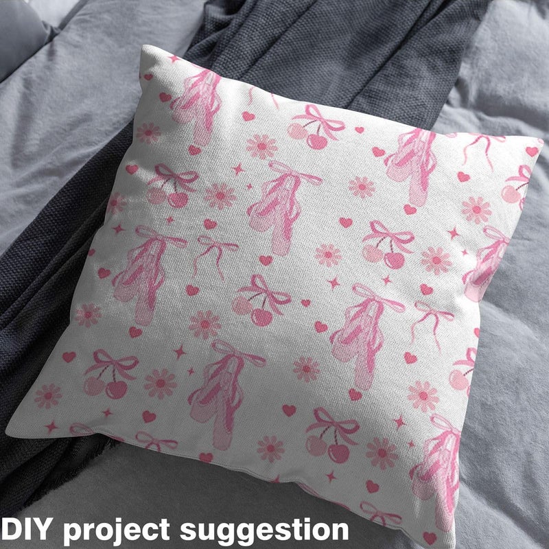 Erosebridal Girly Pink Ballet Bow Kawaii Fabric by The Yard 10 Yards | Cherry Daisy Bowknot Upholstery Fabric for Chairs Floral Decor Ribbon Waterproof Outdoor Decor - Image 4