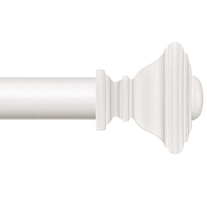 WHITE CURTAIN RODS FOR WINDOWS 28 TO 48 INCH ADJUSTABLE LENGTH 1 INCH DIAMETER HEAVY DUTY WINDOW CURTAIN RODS FOR INDOOR OURDOORS WITH CLASSIC SQUARE FINIALS