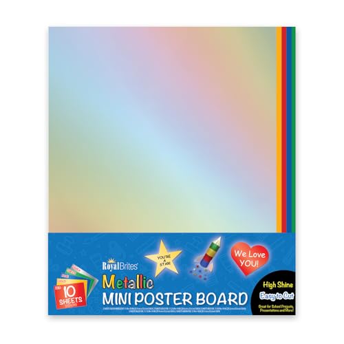 Royal Brites Mini Metallic Poster Board Card Stock Paper 12”x14”, Lightweight, Ideal for Arts & Crafts, Projects and Signs, Premium Look, 5 Metallic Colors, Pack of 10 - Image 2