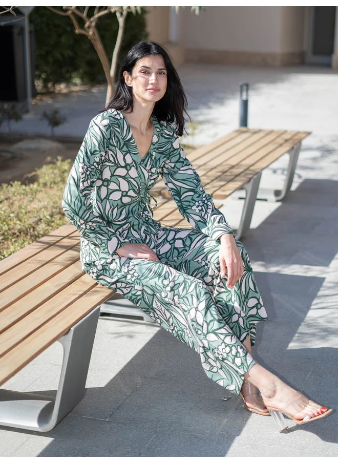sanskrutihomes Sanskrutihomes Floral Printed V Neck Top and Pants Co-Ords