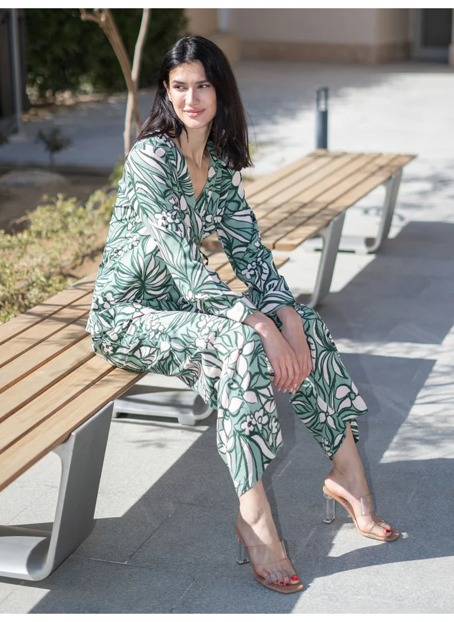 sanskrutihomes Sanskrutihomes Floral Printed V Neck Top and Pants Co-Ords