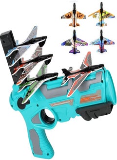 Excefore Excefore Airplane Toy 2022 New Hot Toy Catapult Airplane Shooting Game Toy for Kids One-Click Ejection Model Foam Airplane with 4 Pcs Glider Airplane Launcher (Blue Set) 