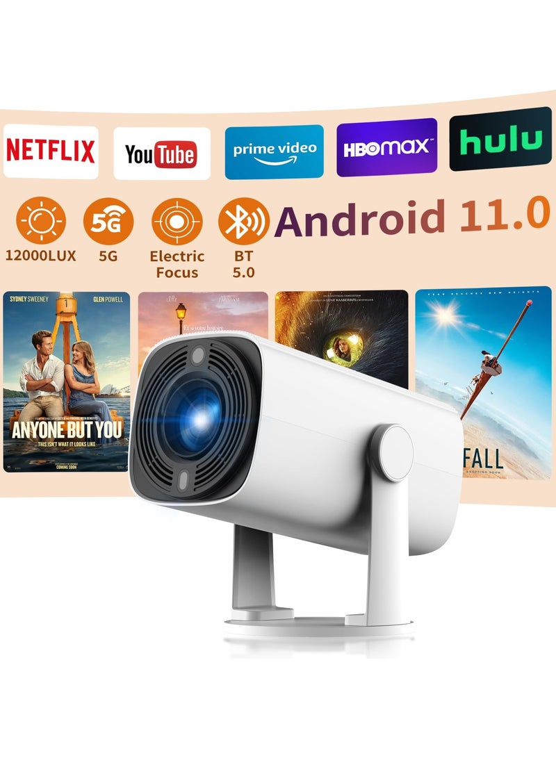 ET-LIFE Mini Projector [Android 11.0/Electric focus] with WiFi 6 and BT 5.3,320 AnSI Lumen Movie Projector,Full HD 1080P Supported Video Projector,home theater  - Image 1