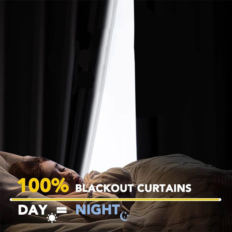 100% Blackout Shield 100% Blackout Curtains 90 Inches Long Linen Blackout Curtains 90 Inch Length 2 Panels Set Thermal Insulated Full Light Blackout Curtains for Bedroom/Living Room 50"" W x 90"" L 2 Panels Orange - Image 3