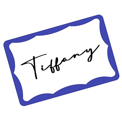 Utron 390Pcs Name Tags, 3in x 2in Name Tag Stickers, Name Tags Sticker for School Office Home(White with Blue Border) - Image 1