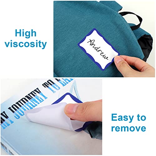 Utron 390Pcs Name Tags, 3in x 2in Name Tag Stickers, Name Tags Sticker for School Office Home(White with Blue Border) - Image 4