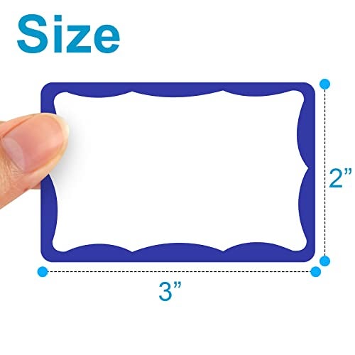 Utron 390Pcs Name Tags, 3in x 2in Name Tag Stickers, Name Tags Sticker for School Office Home(White with Blue Border) - Image 2
