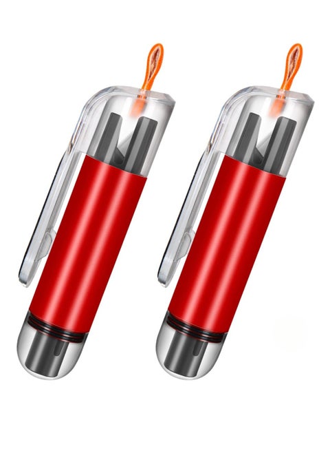 Red Car Safety Hammer Keychain with Emergency Window Breaker Seat Belt Cutter and Glass Breaker  2 Pieces
