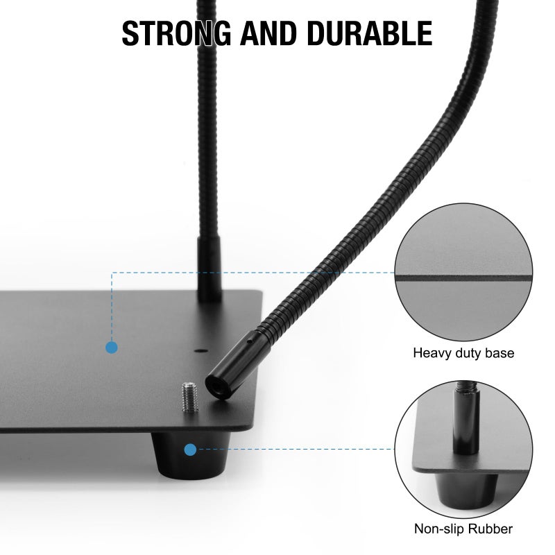 OBDMONSTER Helping Hands Soldering, PCB Holder Soldering Station Third Hand Tool with 5X Magnifying Glass with Light, 4 Arms Helping Hands Non-Slip Steel Weighted Base for Welding - Image 4