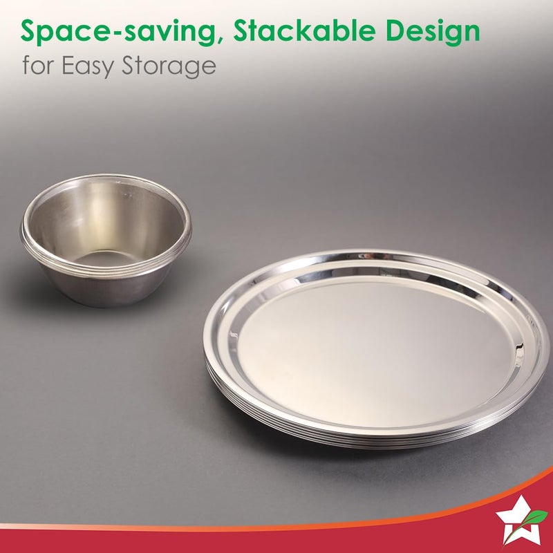 Wonderchef Wonderchef Venice Stainless Steel Dinner Set of 24pcs | Plates, Glasses, Bowls, Spoons | Classic Design and Gloss Finish | 100% Food-Grade Stainless Steel | Non-Corrosive, Unbreakable | Easy to Clean - Image 3