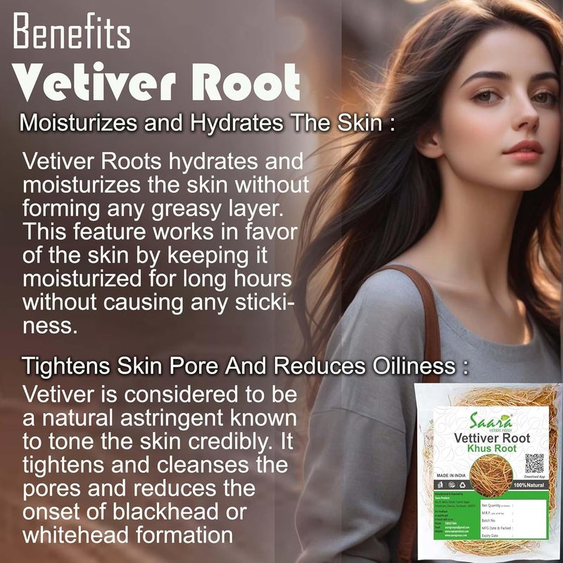 Saara HERBAL FRESH Vetiver Root 100g Khus Root Vetiveria Zizanioides Vala Kas Ramacham Vetiver for Hair Growth Healthy Skin Pack of 1 X 100g - Image 5