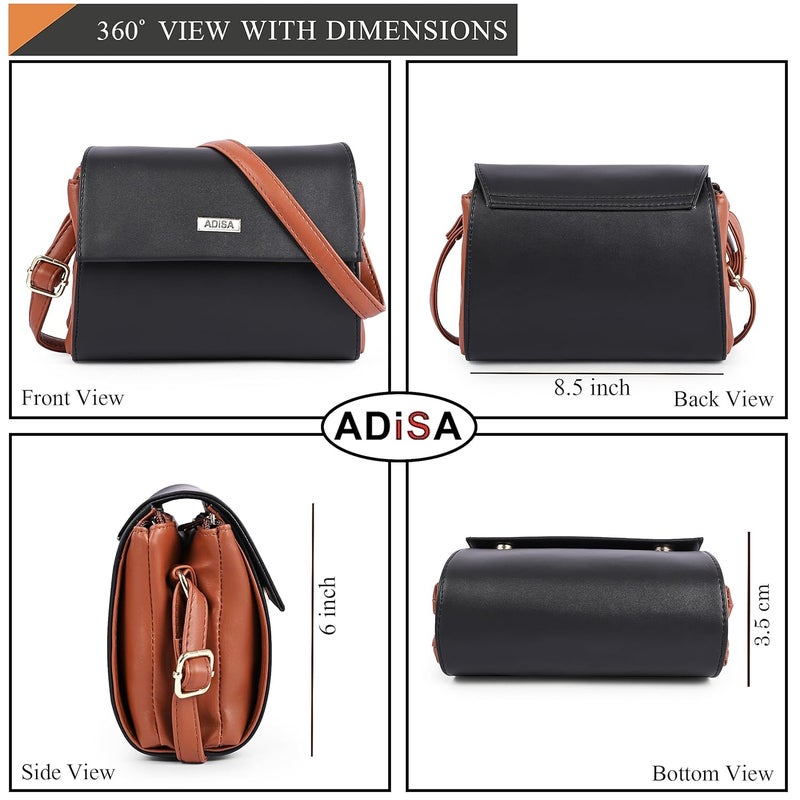 ADISA Women Girls Dual Cross Body Sling Bag (SL5158) - Image 2