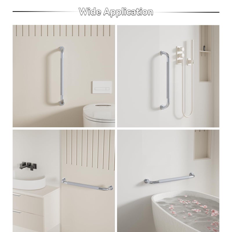 Bmoytu 24 Inch Shower Grab Bar, Bathroom Grab Bar Handle with Anti-Slip Knurled Grip, Stainless Steel Bath Balance Bar, Bath Safety Bar Support for Seniors Elderly Pregnant, Shower Hand Rails Brushed Nickel - Image 5