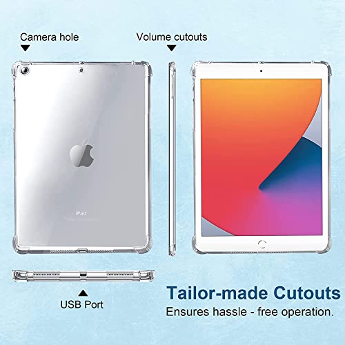 MOCA Shock Resistance Soft TPU Back Case Cover for iPad 10.2 inch iPad 9 9th, 8 8th, 7 7th Gen iPad 2021 2020 2019 Launch A2603 A2604 A2605 A2270 A2428 A2429 A2430 A2197 A2198 A2200 - Clear - Image 4