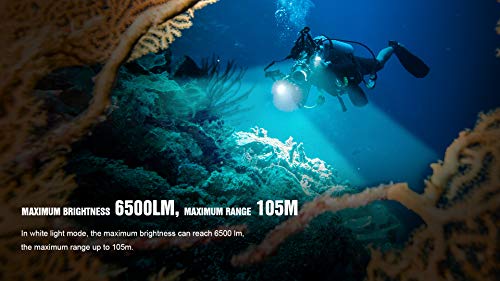 TrustFire DF50 Scuba Diving Light, 6500 Lumens Video Camera Photography Dive LED Flashlight, USB Rechargeable Torch, 70M Underwater, Super Bright, with Violet Red White Lights - Image 3