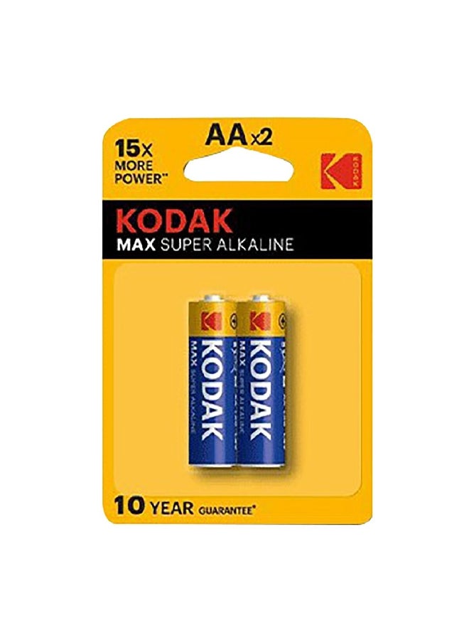 بطاريات قلوية من النوع ماكس سوبر AA قلم بقطعتين باللونين الأزرق والأصفر 8 x 12 x 2 سم KOD004
