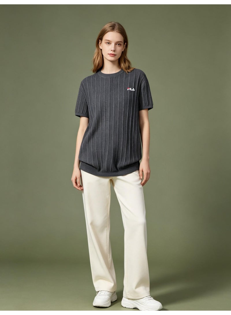فيلا FILA men's and women's short-sleeved T-shirts with vertical pits and round neck knitted. - Image 5