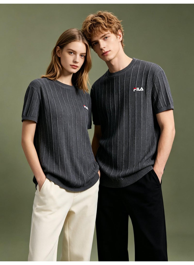 فيلا FILA men's and women's short-sleeved T-shirts with vertical pits and round neck knitted. - Image 3