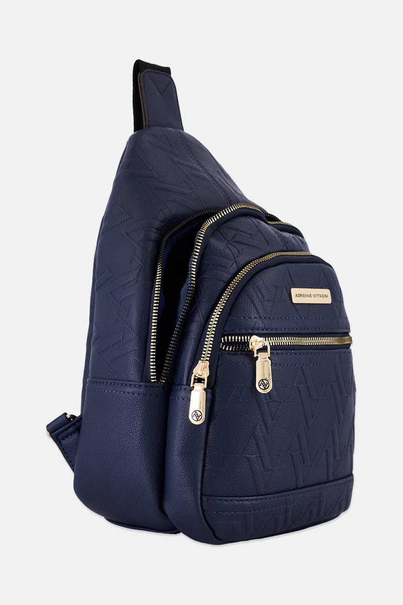 ADRIENNE VITTADINI Women Brand Logo Sling Bag, Navy - Image 3