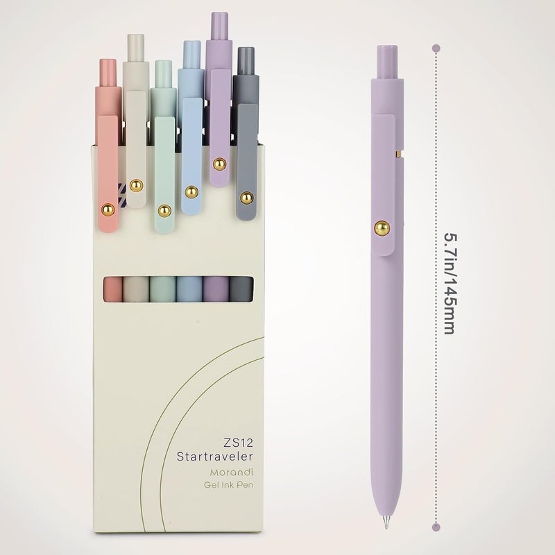 FIOVER Gel Pens, 6pcs 0.7mm Fine Point Black Ink, Smooth Writing Pens for Journaling, Nurse Aesthetic Cute Office School Supplies, Gifts for Women and Men (6Pcs Morandi-Black Ink) - Image 3