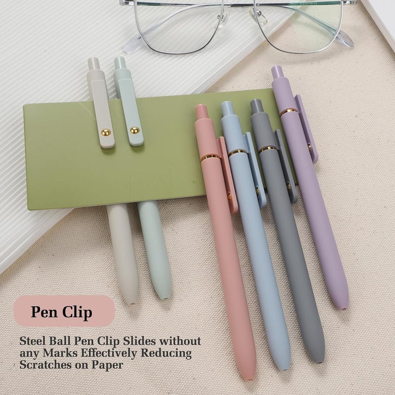 FIOVER Gel Pens, 6pcs 0.7mm Fine Point Black Ink, Smooth Writing Pens for Journaling, Nurse Aesthetic Cute Office School Supplies, Gifts for Women and Men (6Pcs Morandi-Black Ink) - Image 4