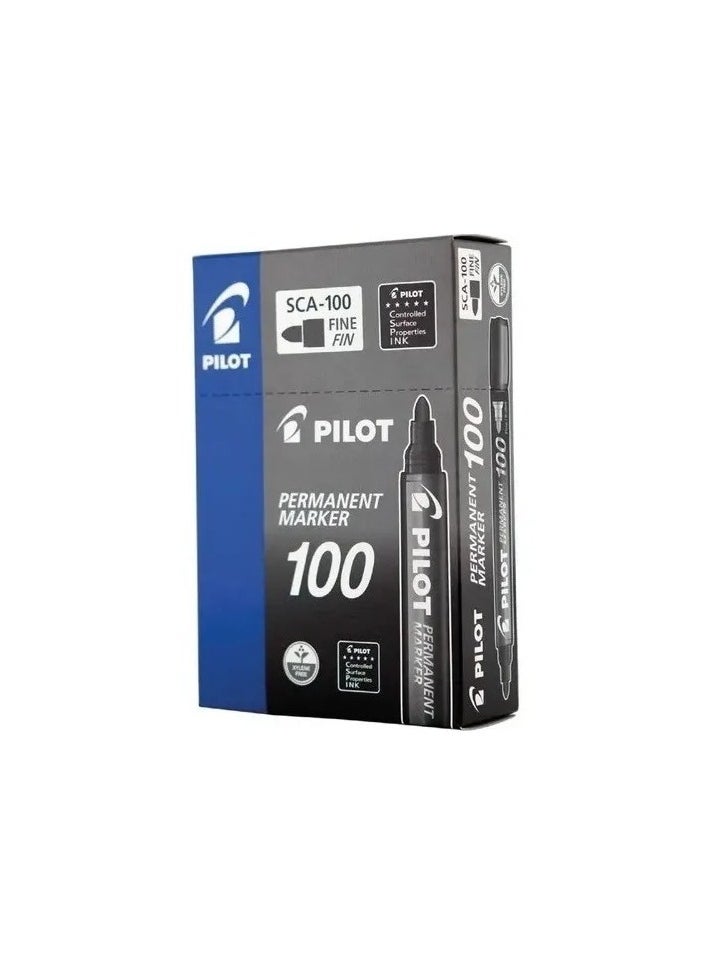 PILOT Pilot Permanent Marker Black - Fine Tip - Pack of 12  - Image 1