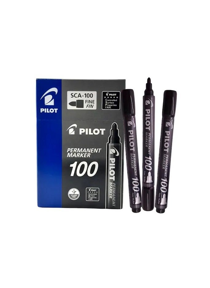 PILOT Pilot Permanent Marker Black - Fine Tip - Pack of 12  - Image 2