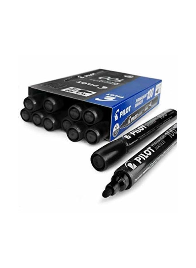 PILOT Pilot Permanent Marker Black - Fine Tip - Pack of 12  - Image 3