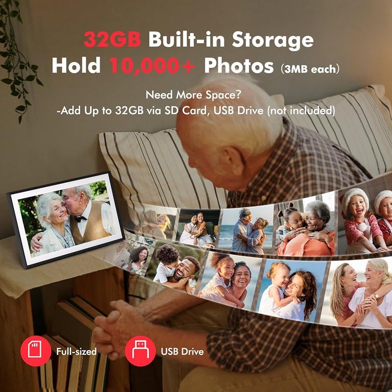 Pastigio Digital Picture Frame, 15.6 Inch Large Frameo Digital Photo Frame WiFi, 32GB, 1920 * 1080 IPS HD Touch Screen, Tabletop&Wall-Mounted, Share Picture Video, Birthday, Wedding, for Mom - Image 4