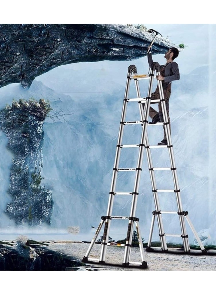 7.2m Telescopic Multi-Purpose Folding Ladder / Double (3.6 + 3.6 meters) - Image 4
