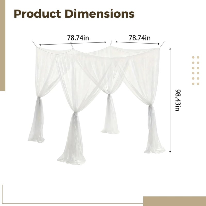 Four Corner Mosquito Net for Little Ones, Large White Bed Canopy for Queen and King Size Beds, Easy Setup with Hooks - Image 2
