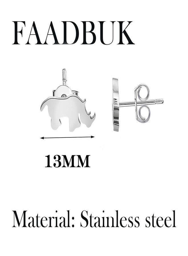 FAADBUK أقراط مرصعة بتصميم وحيد القرن من FAADBUK - هدية لمحبي وحيد القرن، مجوهرات سفاري مستوحاة من حيوانات السفاري - Image 2