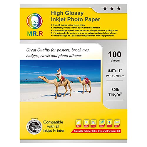 MR.R Single Side High Glossy Inkjet Photo Paper Letter Size 8.5"x11" with 100 sheets per pack 115gsm 30LB - Image 1
