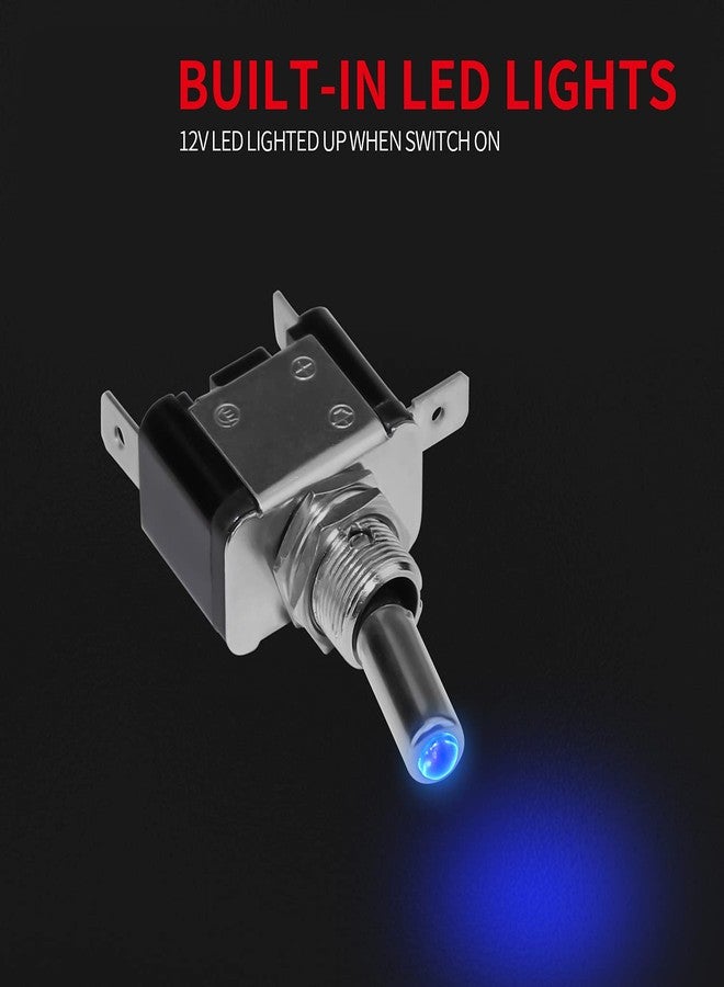 DAIERTEK 12V Blue LED Illuminated Toggle Switch with 3-Pin Safety Cover Protection Off and Illuminated Rocker Heavy Duty 20 Amp Toggle Switch for Racing A - Image 2