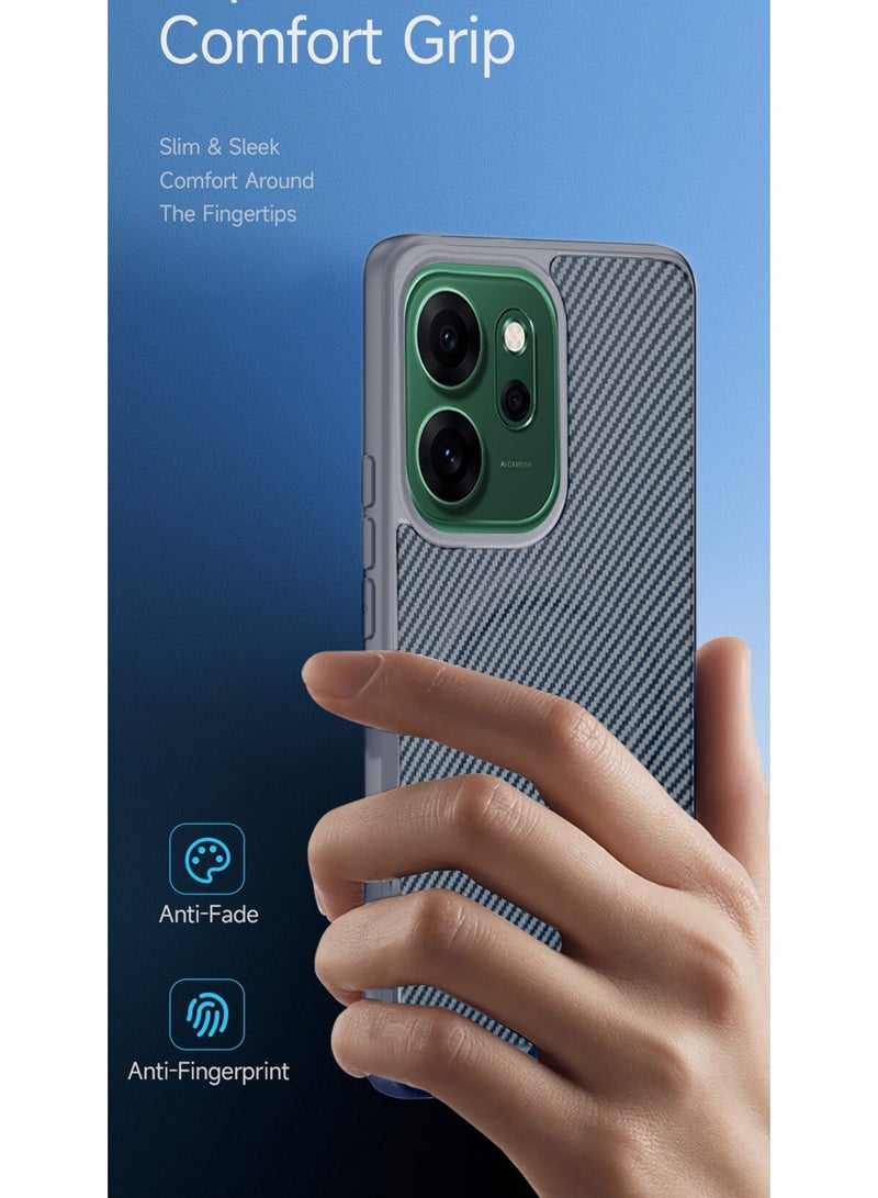 دبليو تيك غطاء خلفي واقٍ من السيليكون الناعم وألياف الكربون مع ميزة ماج سيف لهاتف Oppo Reno14 F 5G 2025 - رمادي (MCFPSN) - Image 2