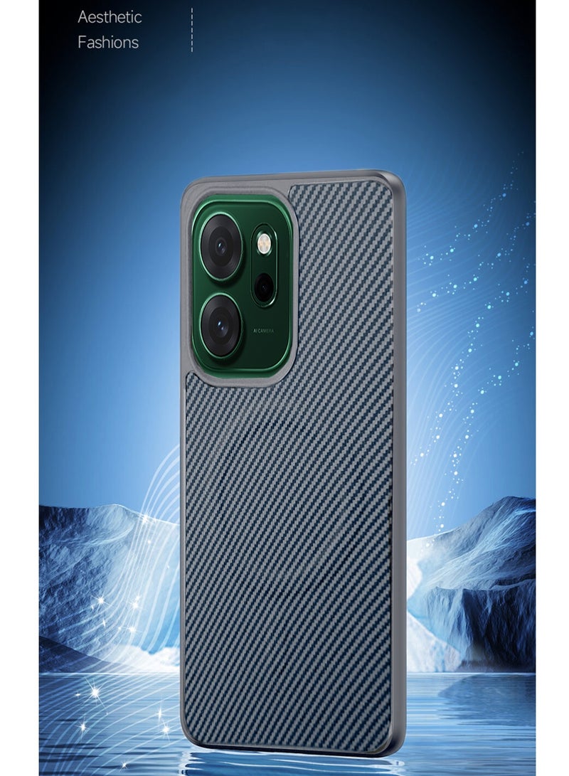 دبليو تيك غطاء خلفي واقٍ من السيليكون الناعم وألياف الكربون مع ميزة ماج سيف لهاتف Oppo Reno14 F 5G 2025 - رمادي (MCFPSN) - Image 4