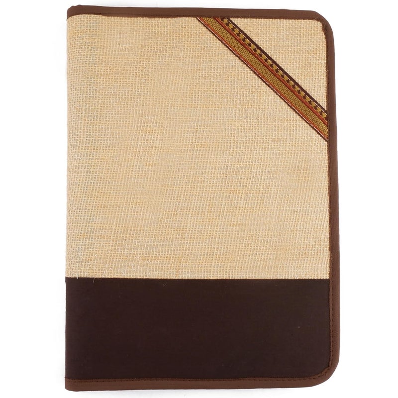 Asraw A4 Jute Professional File Folder Document Zipper Organizer for Corporate Meetings, Interview Portfolio, Certificates, Document Holder, Jute Conference File Folder (Brown) - Image 1