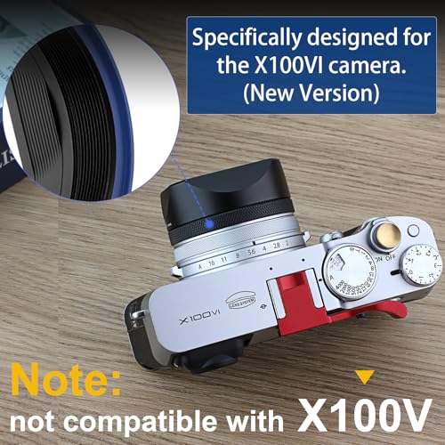 Haoge LH-X54B Square Metal Lens Hood with 49mm Adapter Ring for Fujifilm X100VI Fuji X100V Camera Black - Image 2