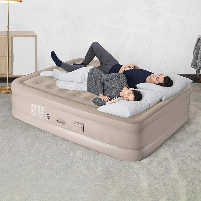 ZINLEY Air Mattress,Single Air Bed,Blow Up Bed for Home Portable Camping Travel,Inflatable with Built-in Electric Pump,3 Mins Quick Self-Inflation & Deflation Guest Mattress (Double Inflatable Bed) - Image 1