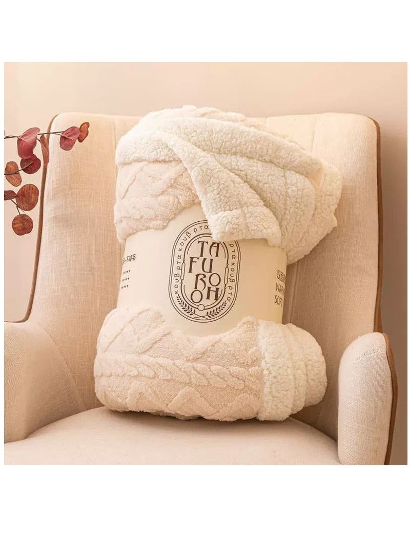 Winter and summer Thick Warm Blanket Pattern Design Faux Blankets 2-Layer Fleece Soft Bedspreads Blanket Size : 200x230cm) (Color : cream  - Image 1