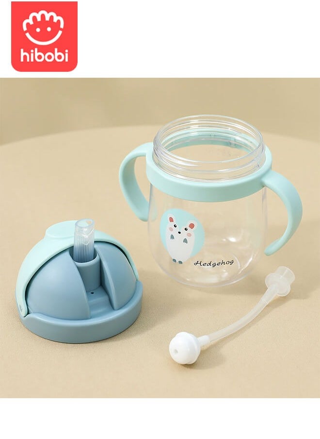 300ml summer children's cute cartoon plastic straw anti drop portable kettle, suitable for boys, girls and elementary school students.