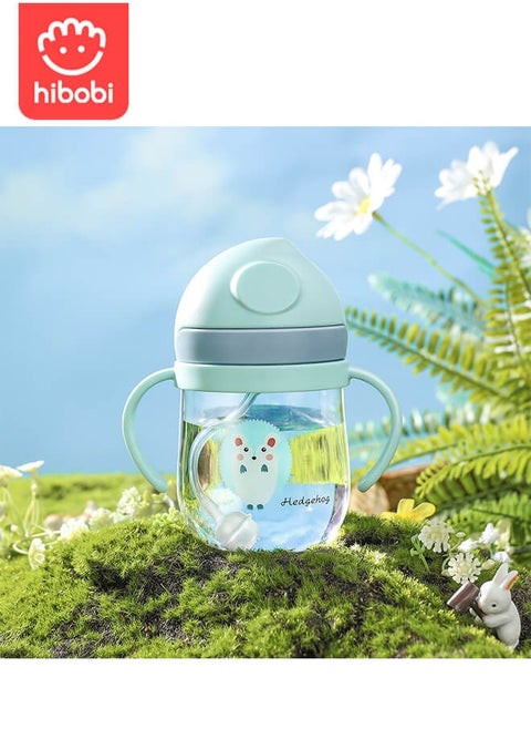 300ml summer children's cute cartoon plastic straw anti drop portable kettle, suitable for boys, girls and elementary school students.