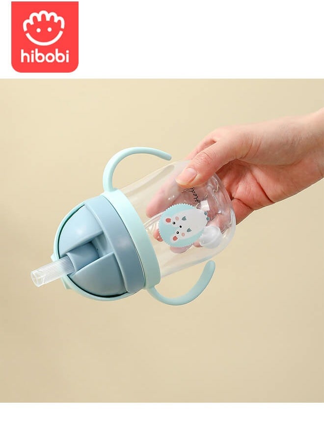 300ml summer children's cute cartoon plastic straw anti drop portable kettle, suitable for boys, girls and elementary school students.
