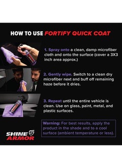 SHINE ARMOR Ceramic Coating Fortify Quick Coat Car Wax Polish Spray Waterless Wash & Wax Hydrophobic Top Coat Polish & Polymer Paint Sealant Detail Protection 8 Fl Oz  - Image 3
