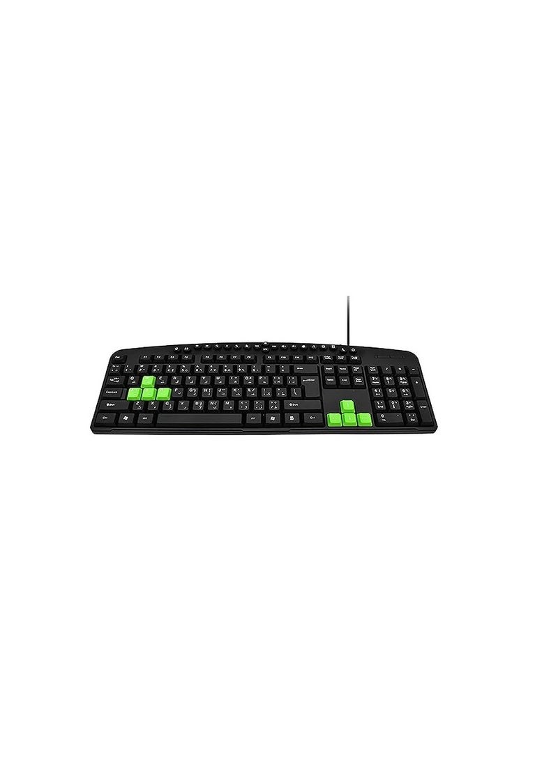 zeru USB keyboard features a sleek design, silent keys, and multimedia capabilities for PCs and laptops. It supports English and Arabic. ZR-2608 USB - Image 2