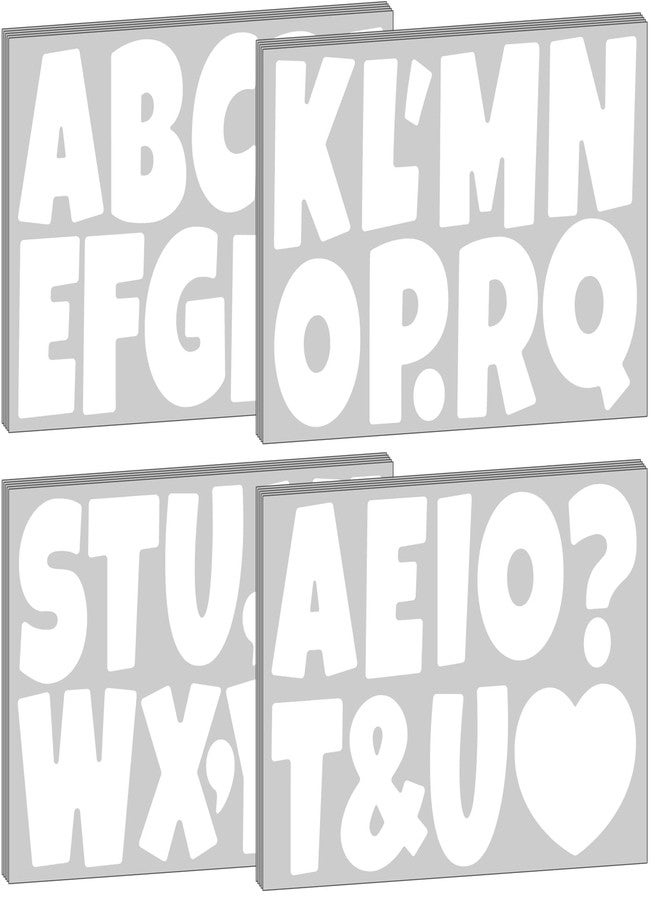 Bemeol Letter Stickers 210 Pcs 4 inch Bulletin Board Letters for Classroom Alphabet Poster Board Letters Cutouts for Bulletin Board Display Home Decor(White) - Image 1