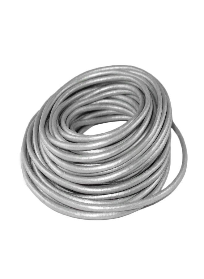Cords Craft® Round Leather Cord 2mm Metallic, Leather Rope String for Jewelry Making, Bracelet, Necklace, Hair Accessories, Beading Work, DIY Craft (Metallic Grey), Coil of 10 Meters - Image 1