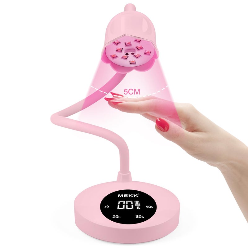 MEKK Gooseneck UV Nail Lamp Cordless Mini UV Light for Gel Nails with Auto SensorProfessional Flash Cure Lamp 30W Single Nails Light with Three Timers 10s30s60s Salon  Home DIY UsePink