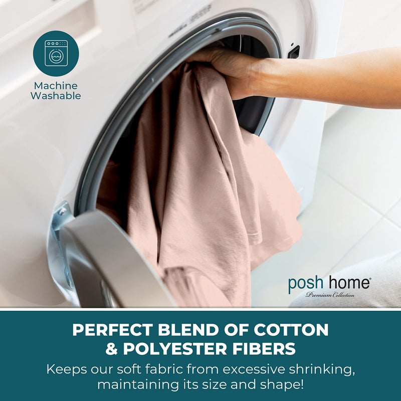 Posh Home Posh Home Jersey Knit Sheet Set - 4-Piece Jersey Bed Sheets - T-Shirt Breathable & Soft Cotton Jersey Sheets - Includes Flat Sheet  Jersey Fitted Sheet  & 2 Pillowcases - California King Sheets  Black  - Image 5