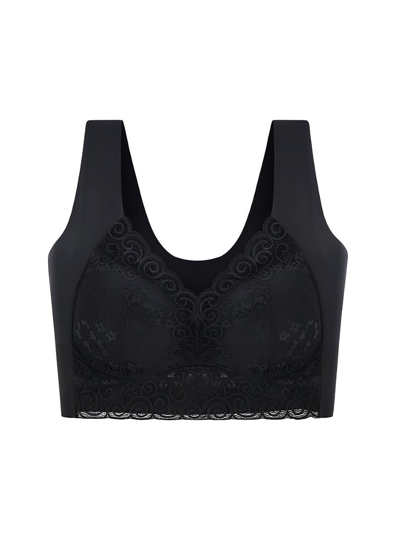 REOCLE Women's Lace Bra Lace Beauty Back Wire Free Bra Comfort Wireless Bras Full Coverage Back Support Posture Bra - Image 2
